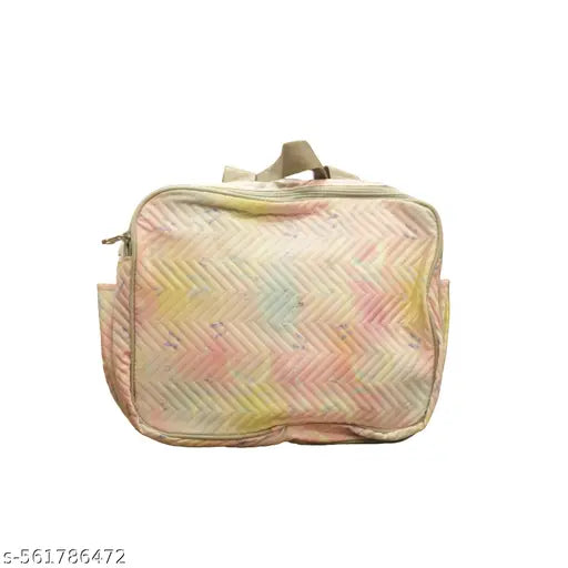 Stylish Multicolor Shoulder Travel Bag for Women & Girls – Quilted Soft Fabric Duffle Bag with Transparent Front Pocket, Side Bottle Holder, Front Zip Pouch, Dual Handles & Adjustable Strap – Lightweight Office, School, Picnic, and Weekend Bag with SUN Lo