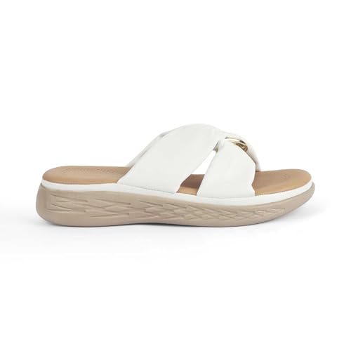 tresmode HAS Women's Wedges Sandals Platform Heels White, 5 UK / 38 EU - Round Open Toe Comfortable Soft Footwear