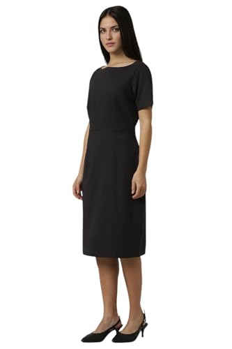 Van Heusen Women's Polyester Blend Modern Below The Knee Dress (VWDRFRGF905311_Black