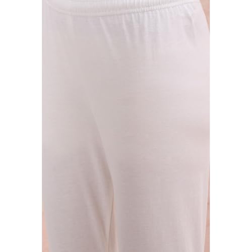 Rangriti Women White Cotton and Jersey Leggings_XL