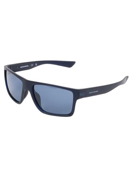 Skechers Men Polarized Square Blue Sunglasses, Large