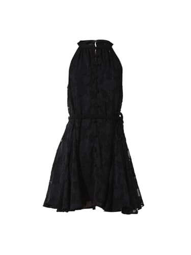 ONLY Women Self Design Polyester Above Knee Black A-line Dress