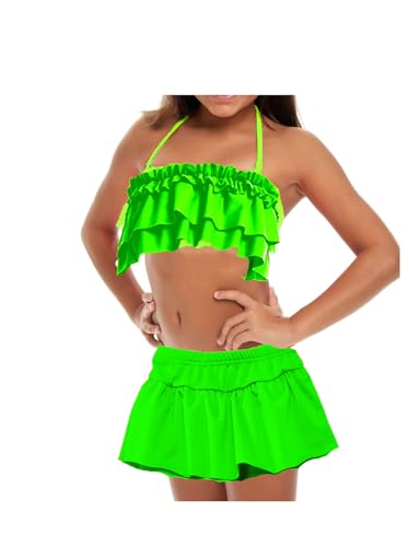 HIBA CREATIONS Baby Girl Kids Swimming Costume Bikini with Panty Skirt in Green Color 0-6 Months