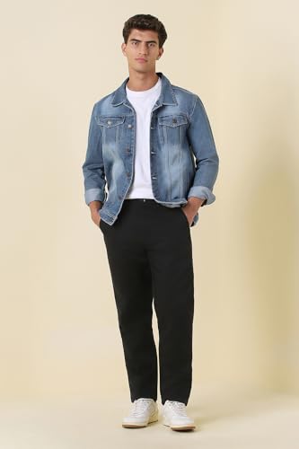Men Black Solid Casual Trousers
