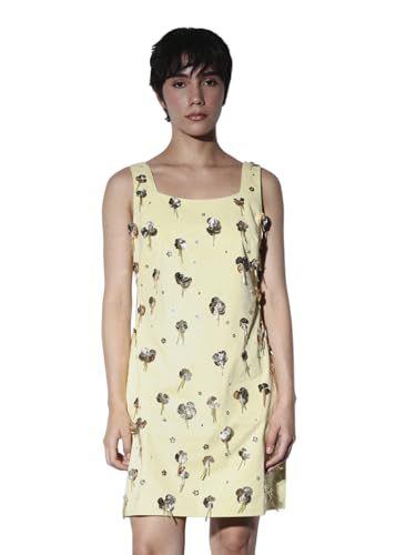 ONLY Women's Embellished Fit and Flare Yellow Dress