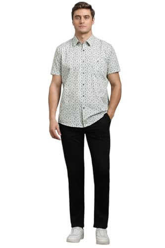 Louis Philippe Men Olive Print Half Sleeves Casual Shirt
