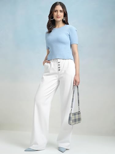Tokyo Talkies Women High Rise FLA Fit Jeans White