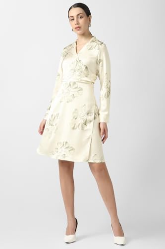 Van Heusen Women's Polyester Modern Knee-Length Dress (VWDRERGFZ58479_Beige