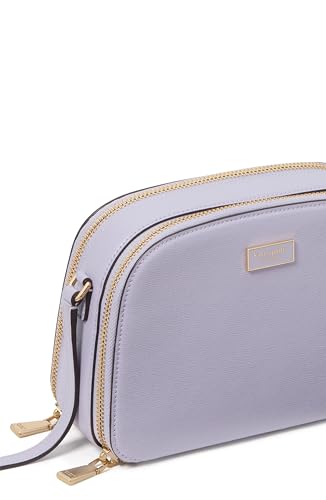 kate spade new york Serena Pebbled Leather Double Zip Dome Crossbody, Lavender Cream, One Size