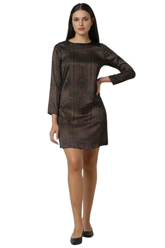 Women Black Print Thigh-Length Party Dress