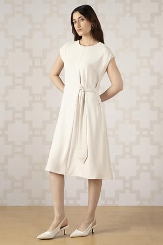 Van Heusen Women's Polyester Modern Calf Length Dress (VWDRFRGF370828_Beige