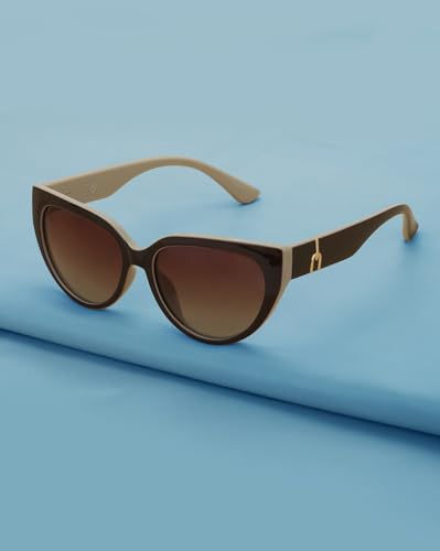 Brown and Beige Toned with Polarised Lens Cat Eye Sunglass for women