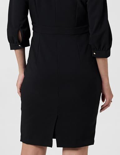 Women Black Solid Knee Length Formal Dress