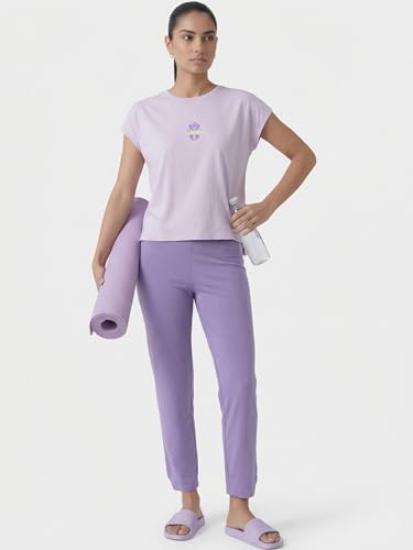 Enamor Pull on Sleeveless Crew Neck Regular Length Cotton T-Shirt for Women with Embroidery Details, Relaxed Fit - E3G7