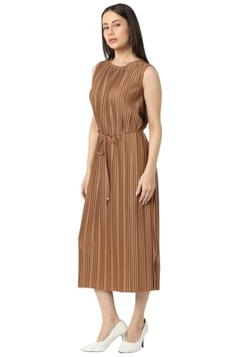 Van Heusen Women Brown Textured Calf-Length Casual Dress