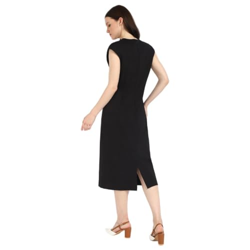 Calvin Klein Jeans Women's Viscose Sheath Below The Knee Casual Dress (44B012G001_Black