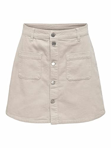 ONLY Women Solid Regular Fit Casual Beige Straight Skirt
