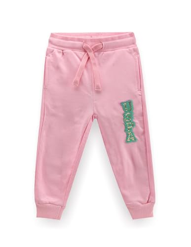 U.S. POLO ASSN. Girls Flip Sequin Cotton Joggers Pink