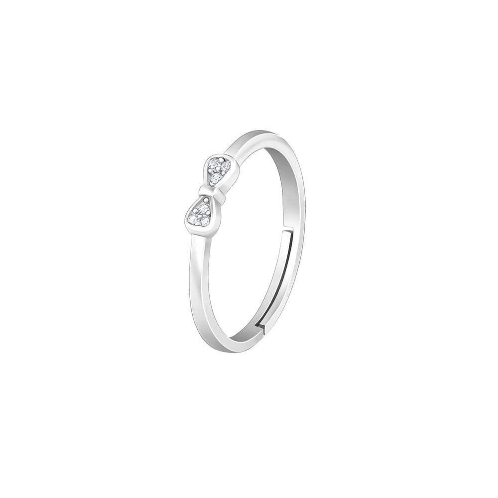 GIVA 925 Silver Zircon Bow Beauty Ring, Adjustable | Gifts for Women and Girls | With Certificate of Authenticity and 925 Stamp | 6 Months Warranty*