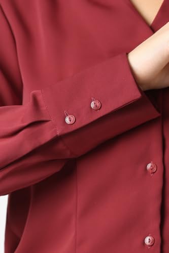 Women Red Solid Long Sleeves Formal Shirt