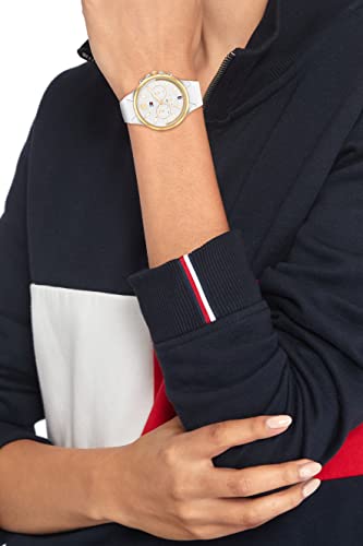 Tommy Hillfiger Sienna Quartz Multifunction Silver Dial White Silicone Strap Watch for Women