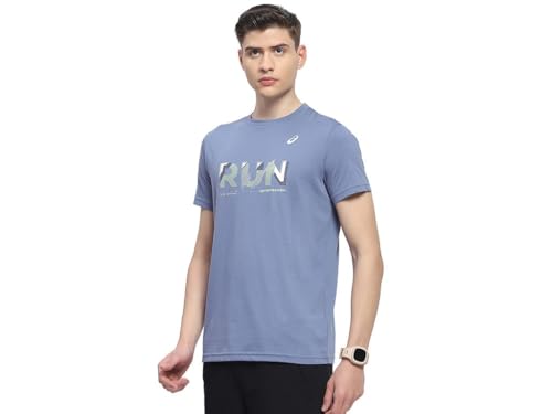 ASICS Mens Denim Blue Chest Graphic SS TOP - XL (2031E751.400)