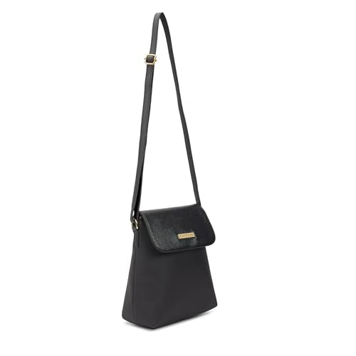 Caprese Fergi Large Crossbody Bag for Women with Adjustable Strap for Comfortable Wear | Versatile Handbag with Zipper & Magnetic Button Closure for Everyday Use, Travel, & Special Occasions (Black)