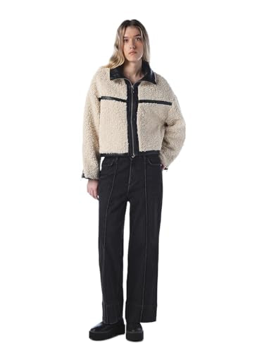 ONLY Women's Self Design Loose Fit Beige Jacket
