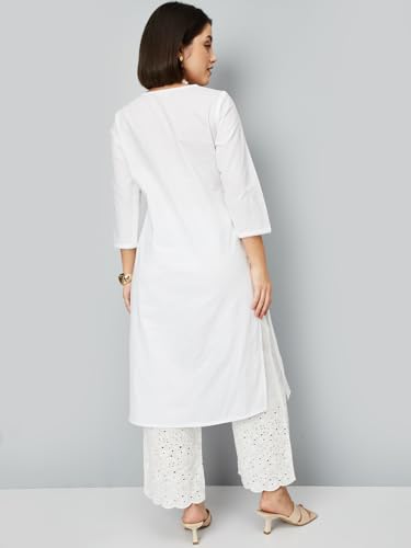 Max Women's Polycotton Regular Kurta (SCEKSU25VE_Off White