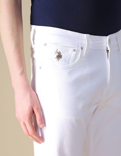 U.S. Polo Assn. Denim Co. Men's Brandon Slim Tapered Fit White Jeans (UDJENO3024_White_38)