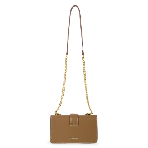 Miraggio Scarlet Solid Crossbody Bag with Convertable Sling/Shoulder Chain for Women (Taupe)