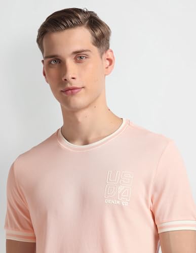 U.S. POLO ASSN. Mens Graphic Round Neck HS T-Shirts (UDTSHS0740_Pink_XL)