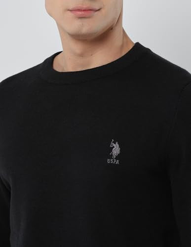 U.S.Polo Association Men's Solid Regular Fit Sweater Black