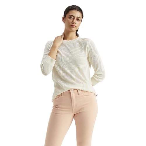 Levi's Women's Self Design Off-White Crew Neck Sweater