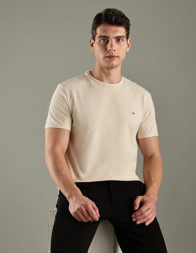 Tommy Hilfiger Solid Slim-Fit Cotton T-Shirt Beige