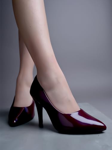 Shoetopia High Heels Solid Patent Cherry Pumps for Women & Girls /EU36