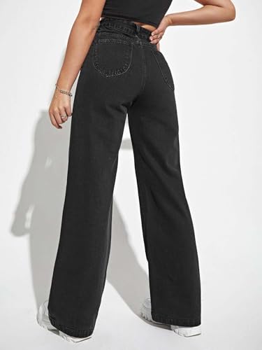 KOTTY Women’s Wide Straight Denim Jeans with Structured Waist-X2_KTTLADIESJEANS1081L