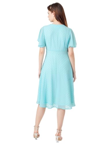 Zink London Women's Blue Self Design Regular Midi Dress