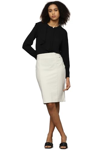 Allen Solly Polyester Blend Western Skirt Cream