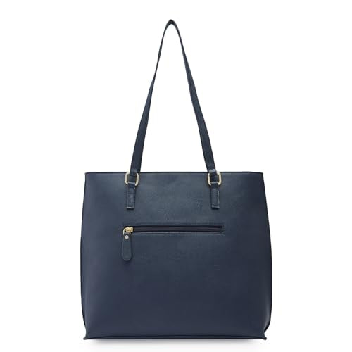 Caprese Jenny Tote Bag, Medium-Navy | Stylish Handbag for Women | Spacious, Versatile Office & Daily Essentials Tote | Top Zip Closure