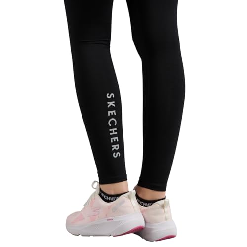 Skechers Women Basic Cotton Branded Black Leggings