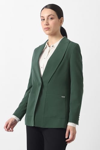 Women Green Solid Blazer