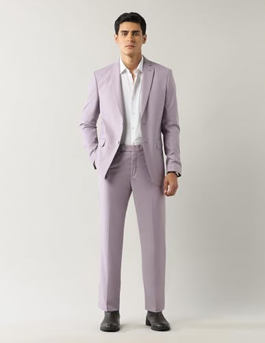Arrow Men's Polyester Business Suit Pants Set (ARAJSU5531_Light Lavender