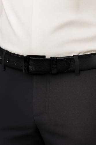 WildHorn Classic Genuine Leather Belt for Men - Stylish and Durable with Adjustable Fit (Black)