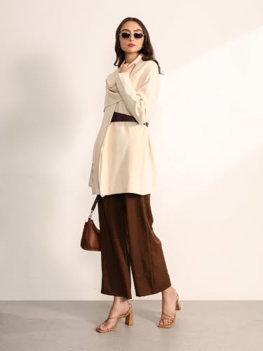 Kazo Women's Scarja Jacket With Belt (Beige M)