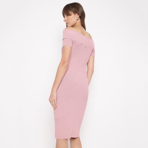 GUESS Vintage Blush Textured Off-Shoulder Short Sleeves Lidia Bodycon Dress