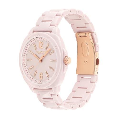 Coach Kitt Qtz Basic Blush Tonneau Dial Women's Watch|Blush Ceramic Material|Blush Ceramic Color Band - 14504408