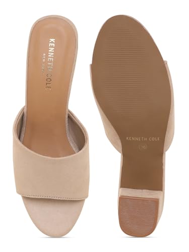 KENNETH COLE Women Heel Sandal | PU Leather With Slip On Closure | Open Toe Wide Band Heel Sandal For Ladies & Girls