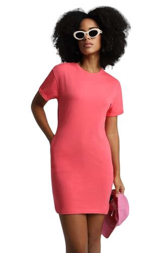 FOREVER 21 women's Cotton T-Shirt Mini Casual Dress (602589_Pink