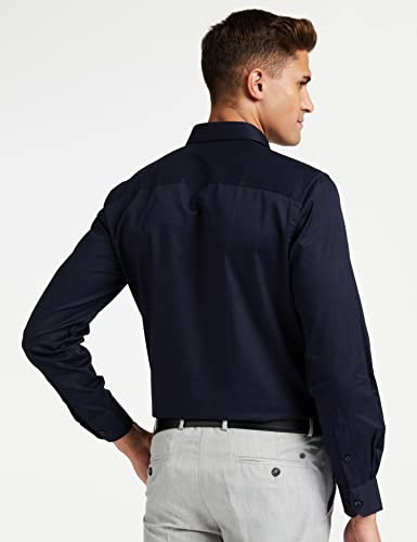 Amazon Brand - Symbol Men's 100% Cotton Slim Fit Formal Shirt Navy 38